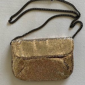 J Crew Gold Glitter Crossbody Bag – party ready